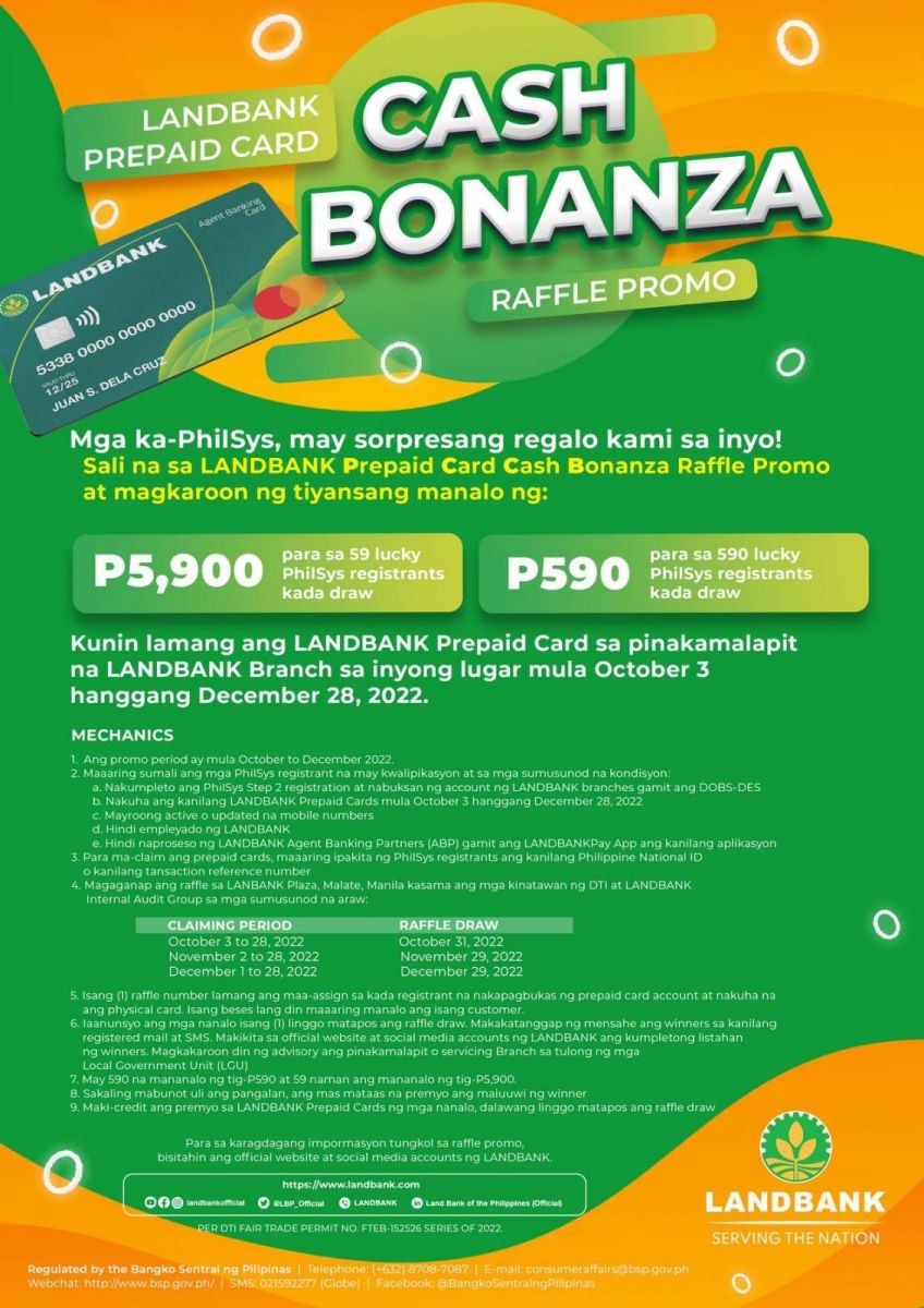 LANDBANK Prepaid Card Cash Bonanza Raffle Promo